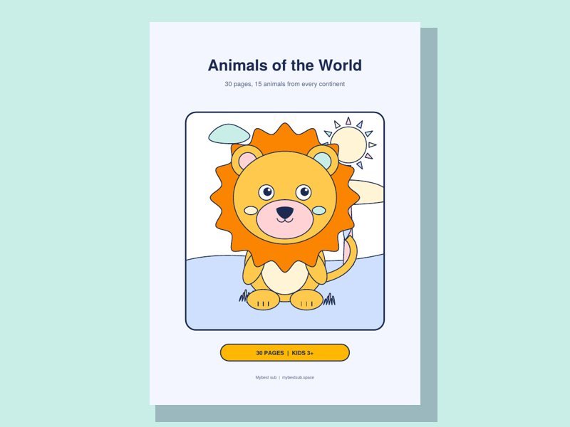 Animals of the World coloring book cover