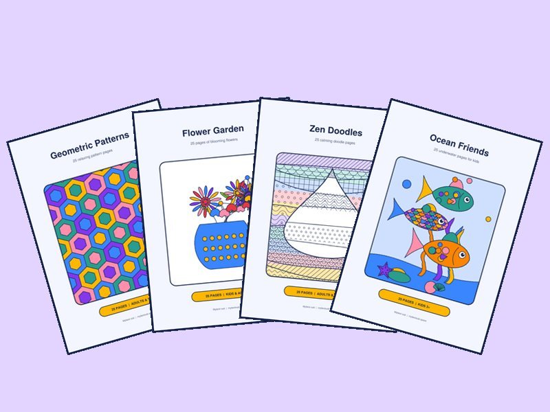 Creative Relax Pack: 4 printable coloring books